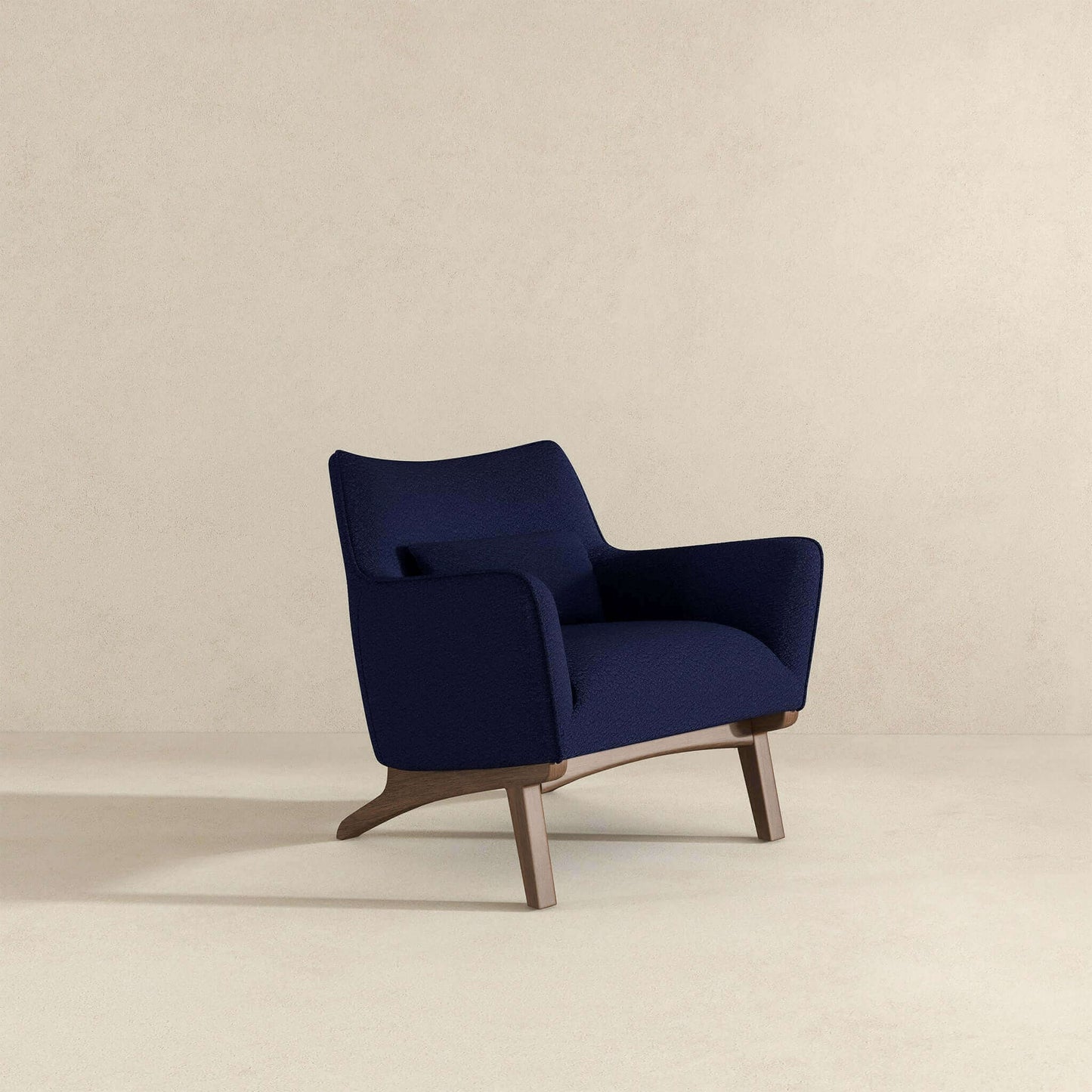 Brayden Mid Century Modern Dark Blue Boucle Armchair