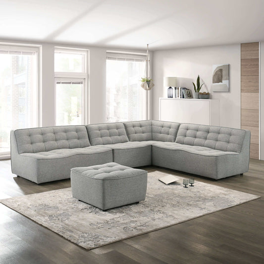 Selen  Light Grey Linen Corner Sectional Sofa