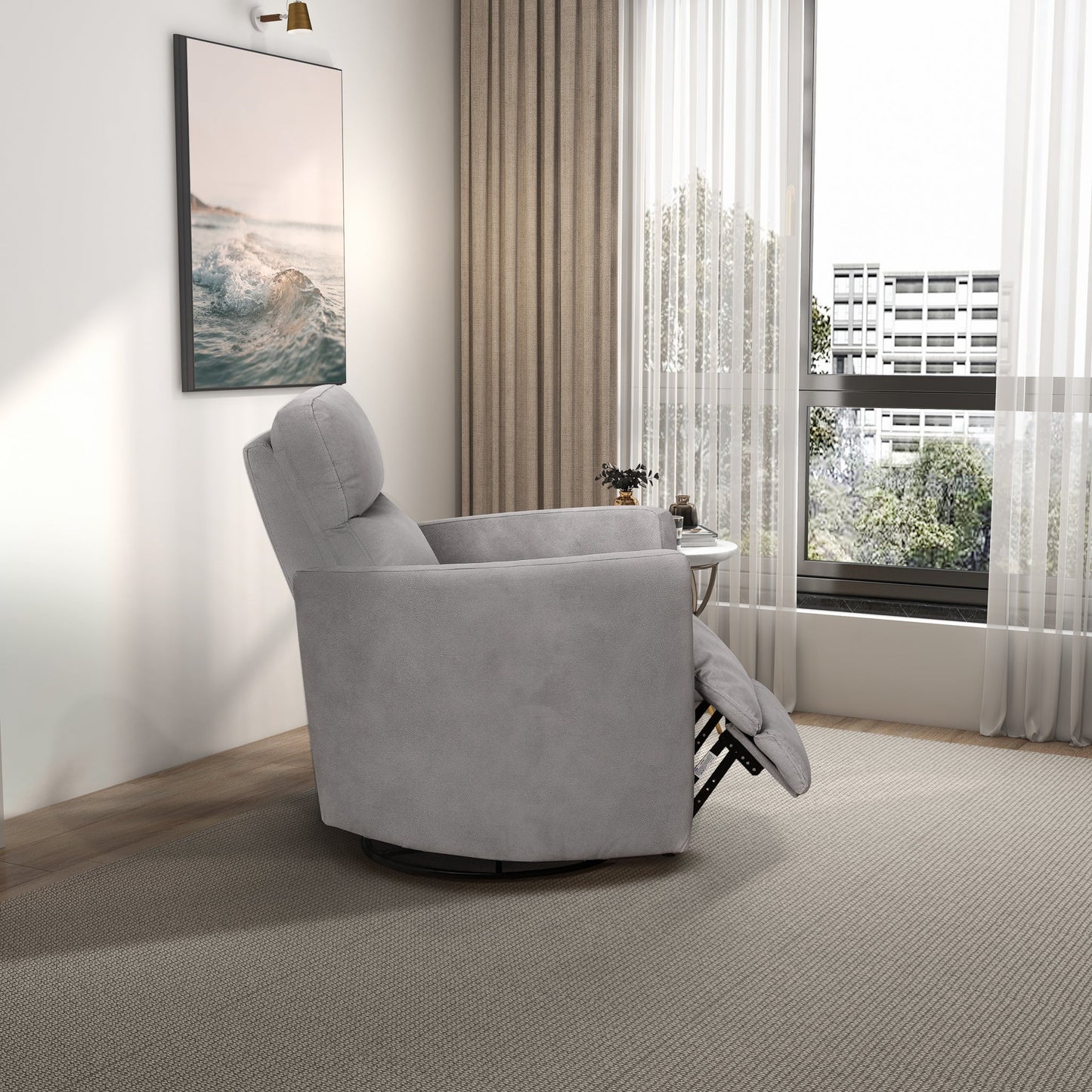 Lawson Swivel Glider Linen Recliner Chair - Latte