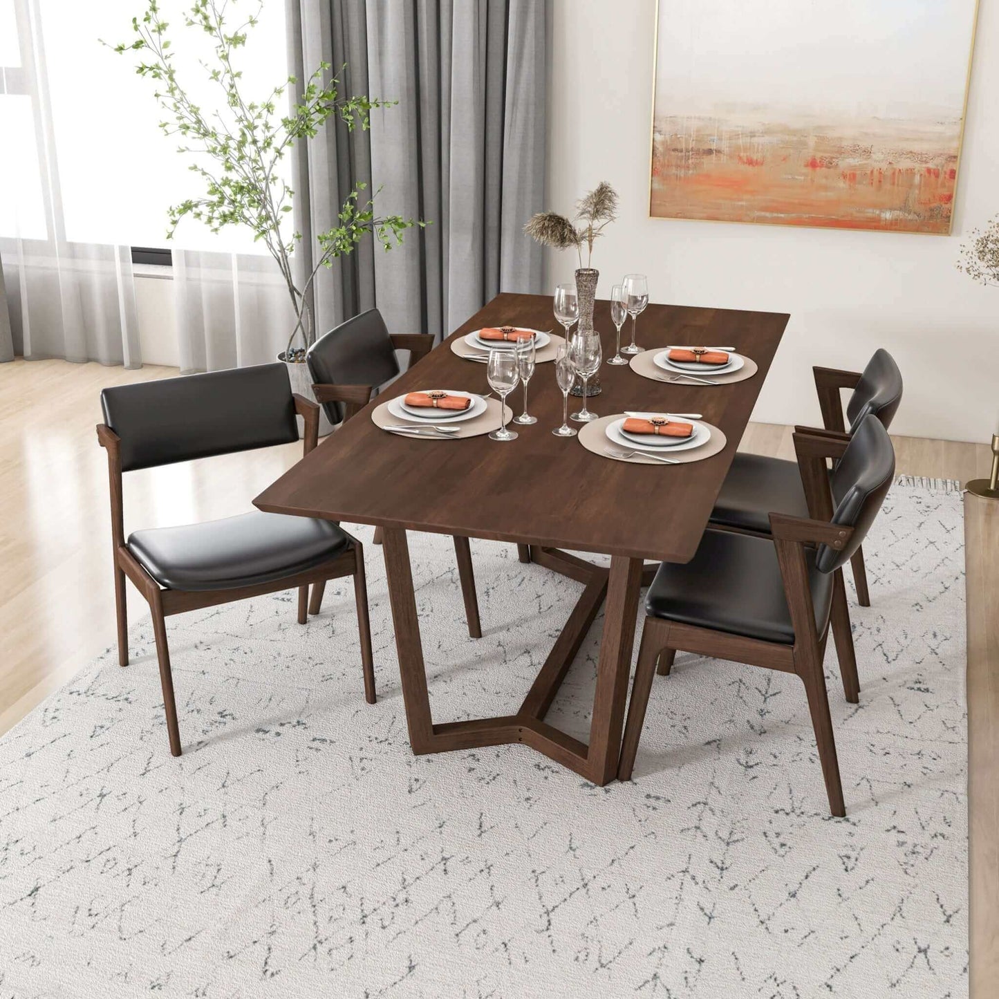 Marina  Solid Wood Dining Table In Brown