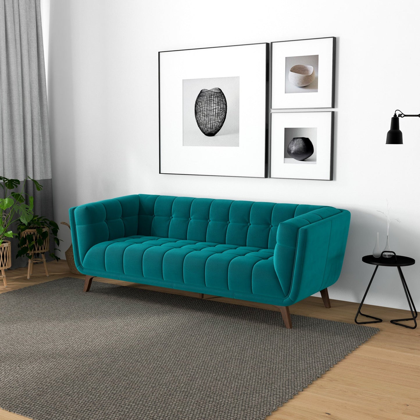 Addison Small Teal Velvet Sofa