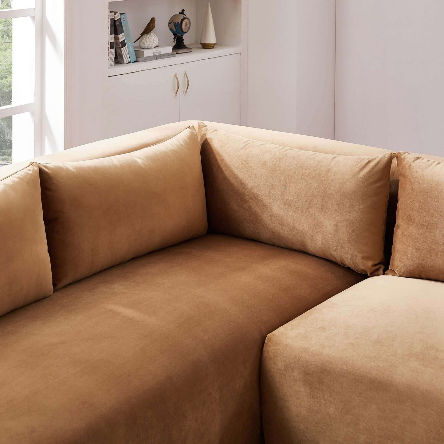 Aleny Cognac Velvet Modular Corner Sofa