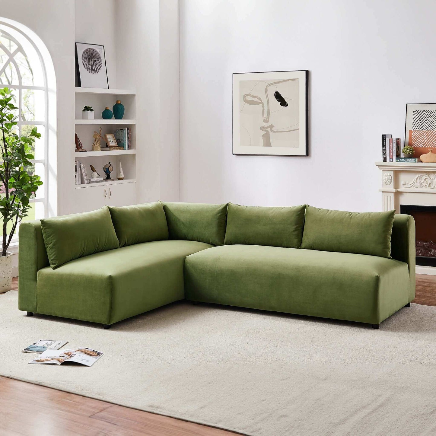 Aleny Green Velvet Modular Corner Sofa