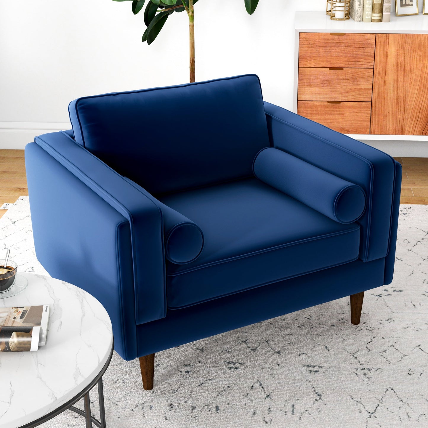 Amber Lounge Chair (Navy Blue Velvet)