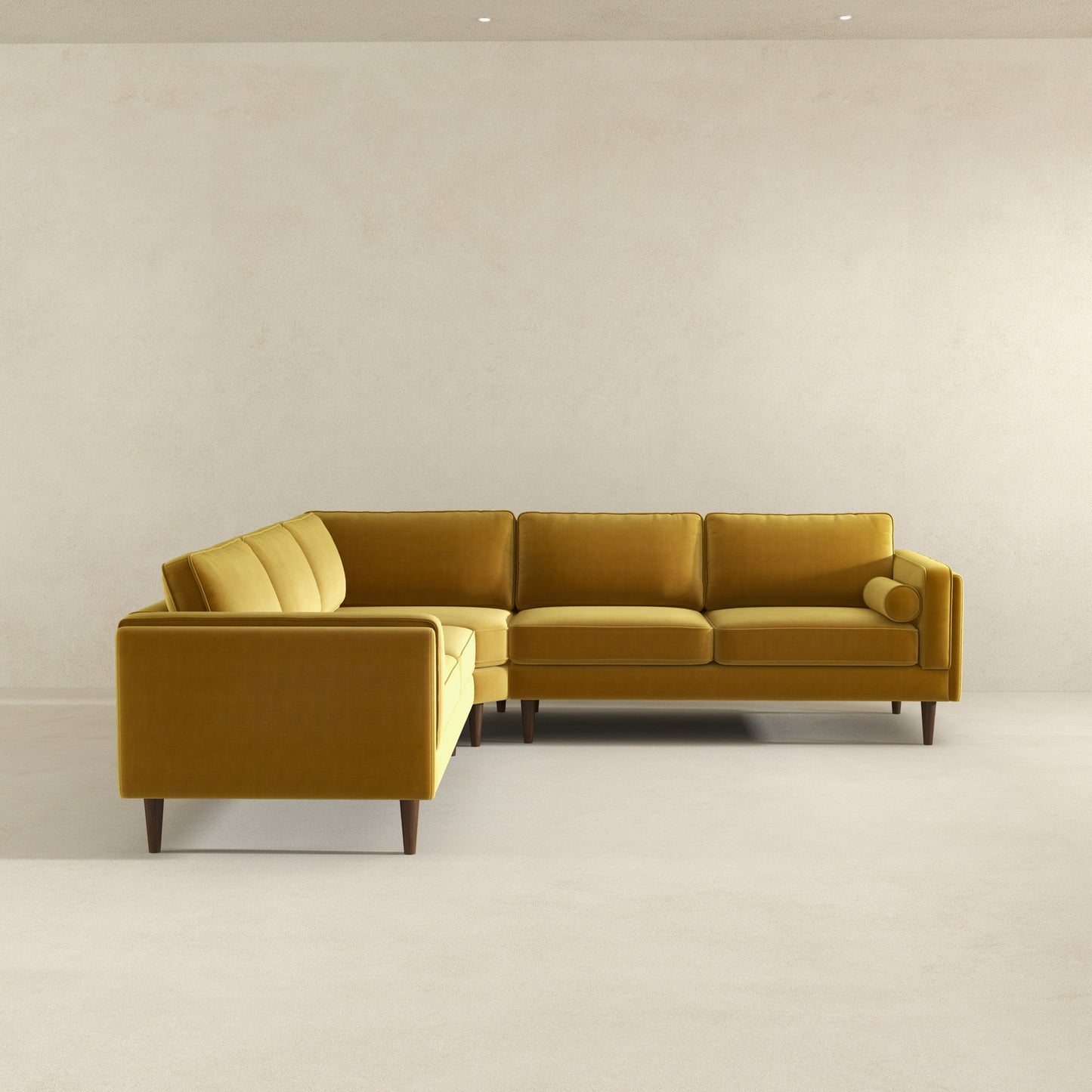 Amber Yellow Velvet Corner Sectional Sofa