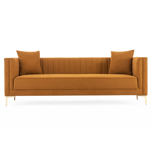 Angelina Sofa 91" (Cognac Velvet)