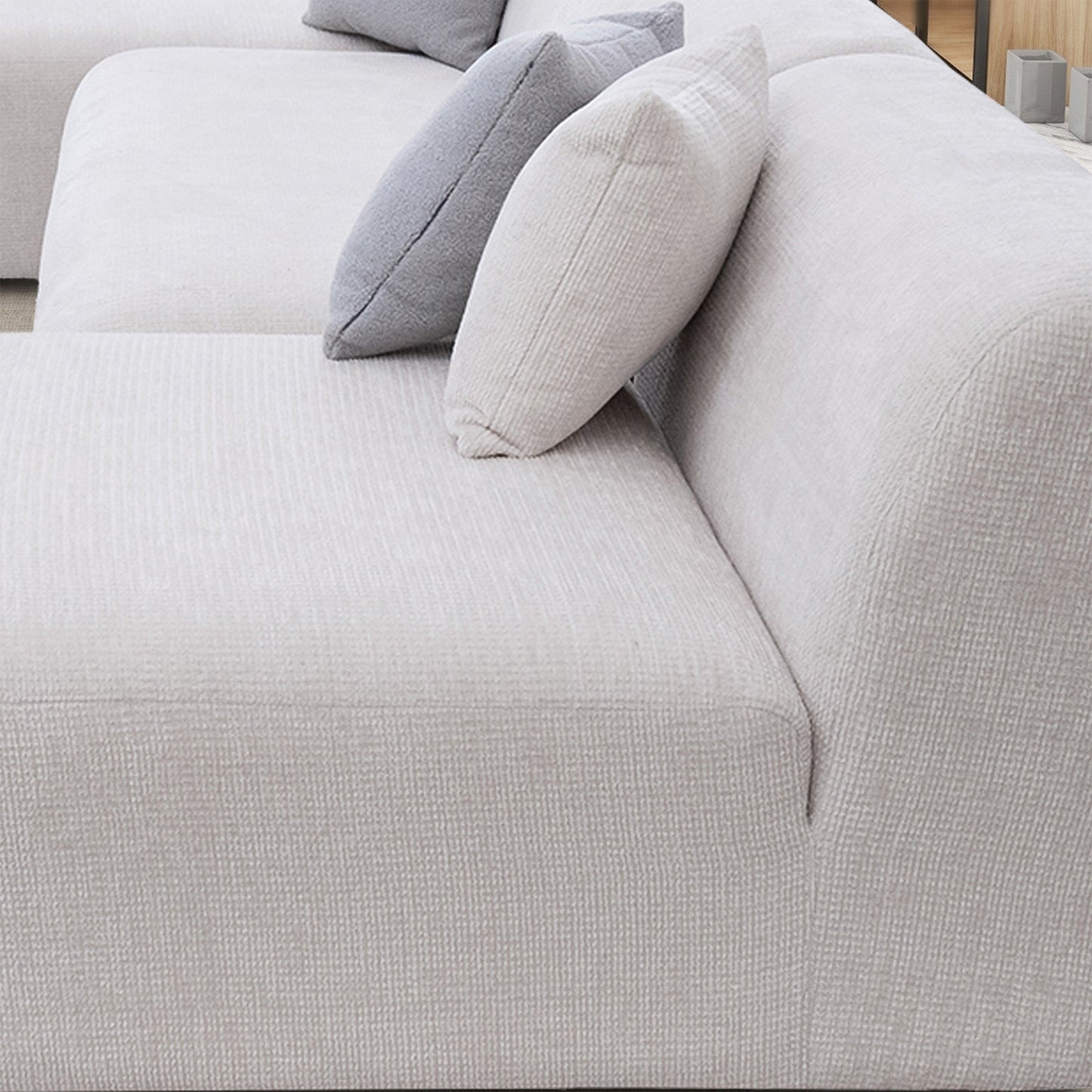 Audrey Cream Chenille U Shape Corner Sofa