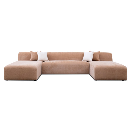 Audrey Peach Chenille U Shape Corner Sofa