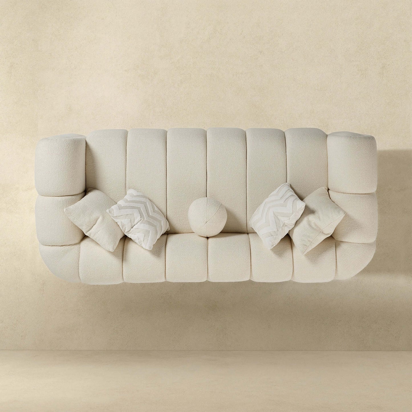 Beatrice Modern Tufted Ivory Boucle Sofa