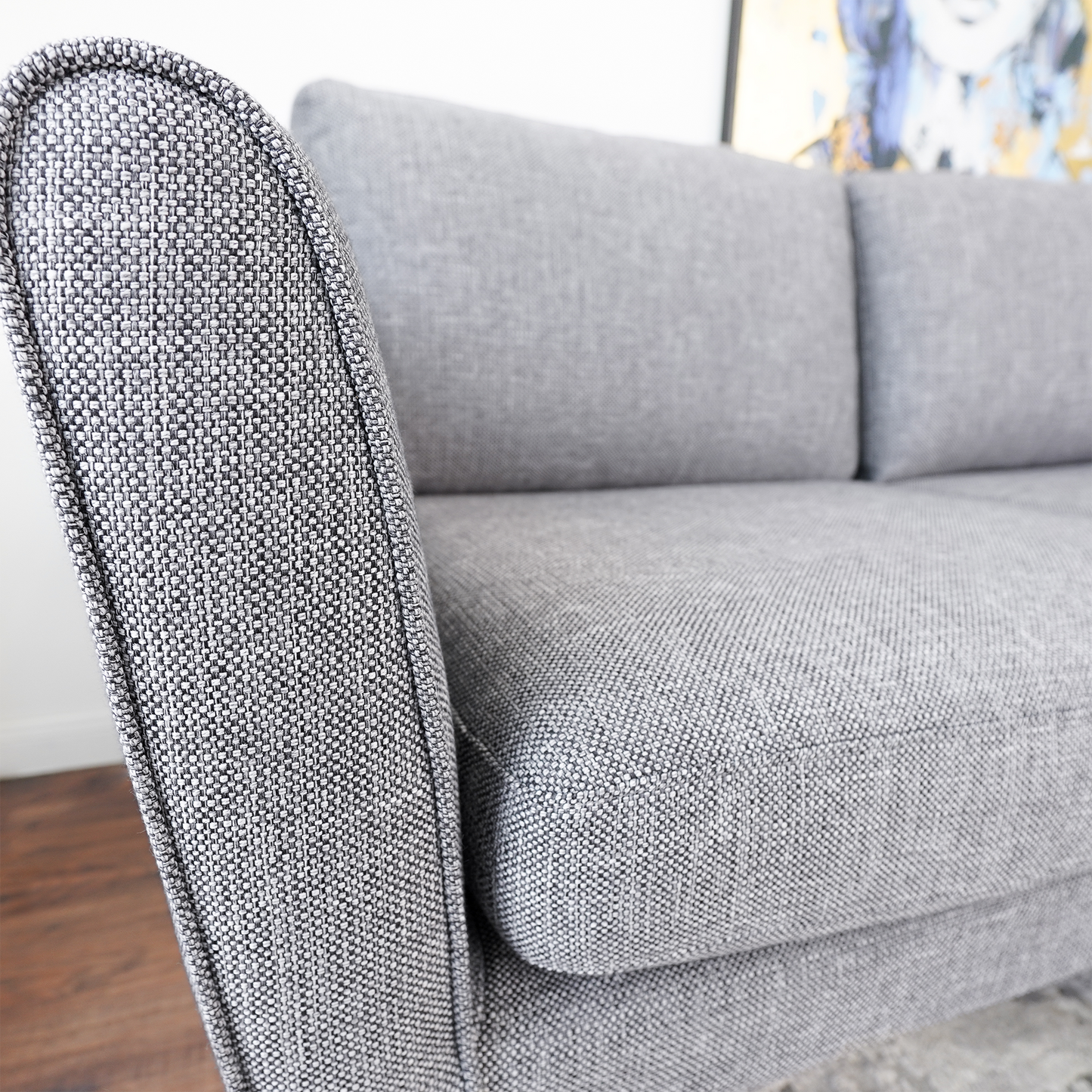 Benson Grey Fabric Sectional Sofa Right Facing Chaise