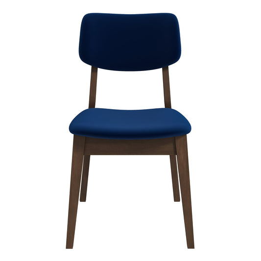 Carlos Blue Velvet Solid Back Side Chair (Set Of 2)