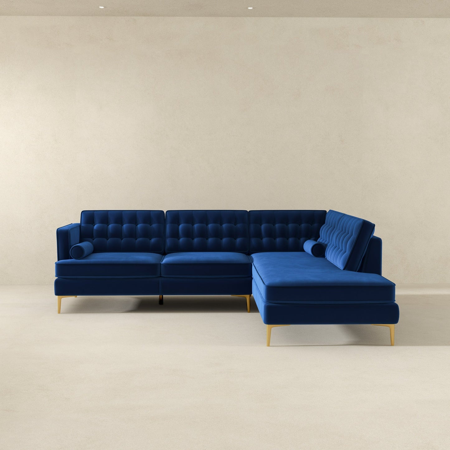 Brooke Dark Blue Sectional Sofa Right Facing