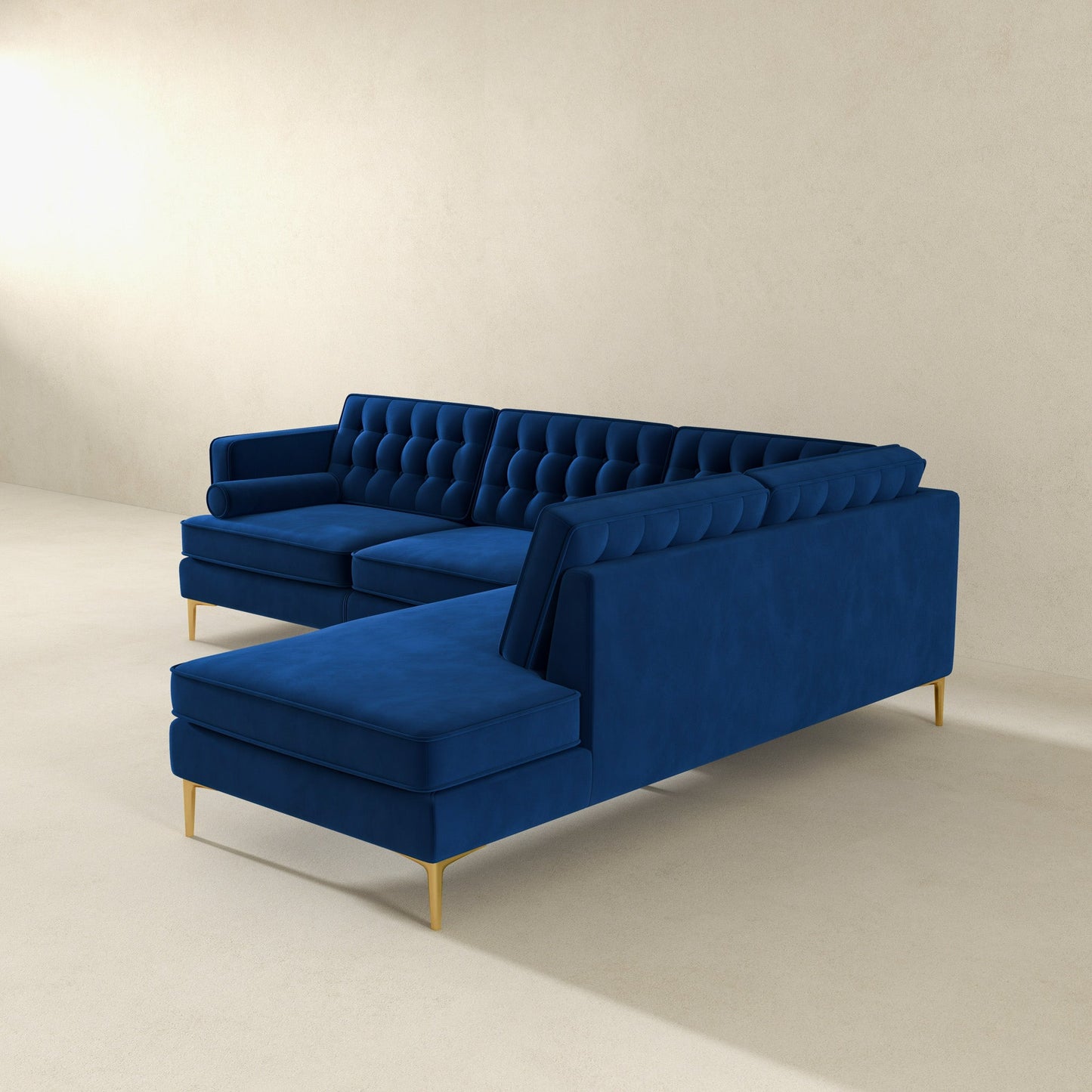 Brooke Dark Blue Sectional Sofa Right Facing