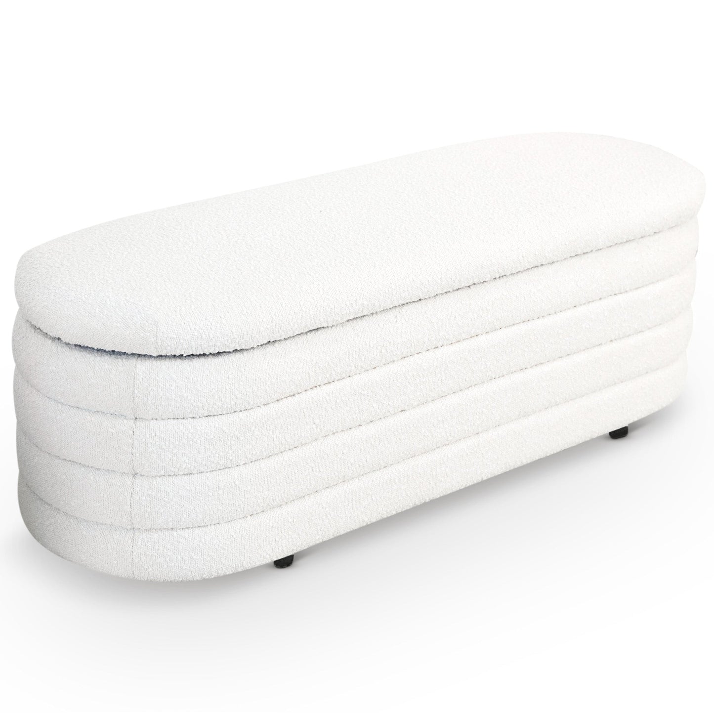 Cabana White Boucle Bench w/Storage