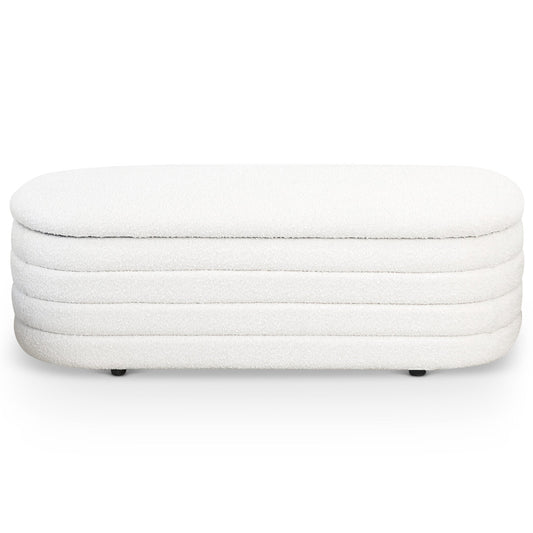 Cabana White Boucle Bench w/Storage