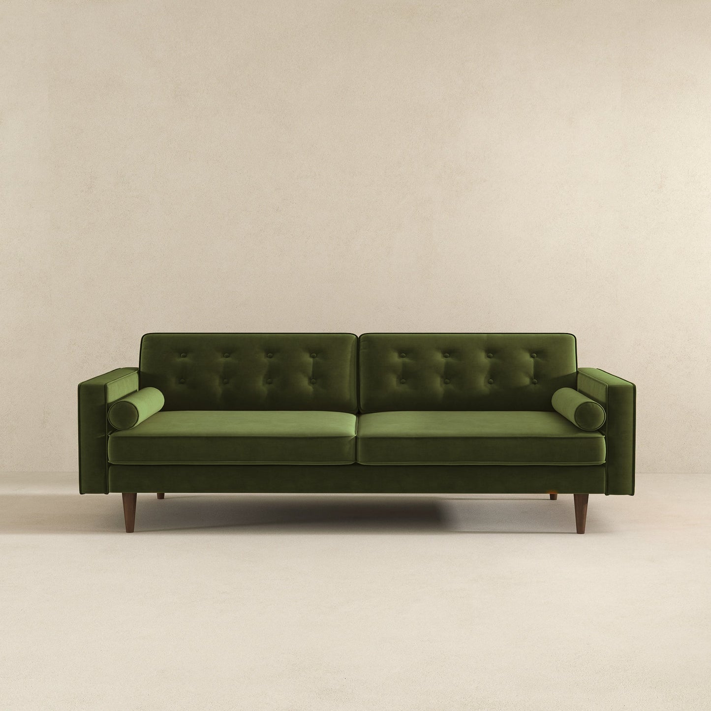 Casey Mid Century Modern Olive Green Velvet Sofa