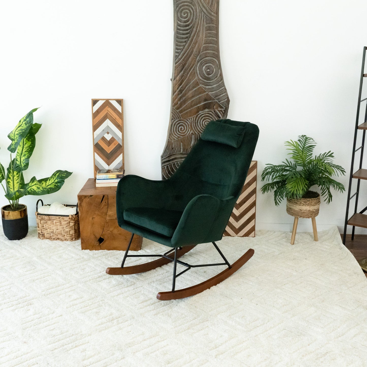 Chelsea Green Velvet Rocking Chair