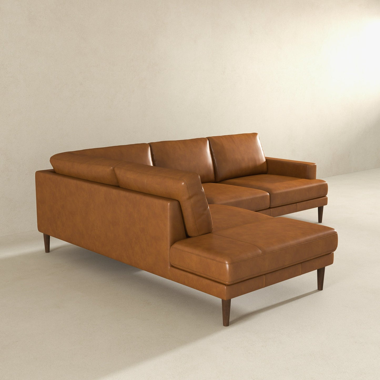 Corbin Left-Facing Tan Leather Sectional Sofa