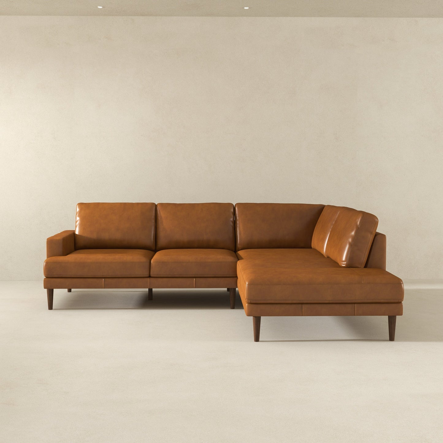 Corbin Right-Facing Tan Leather Sectional Sofa