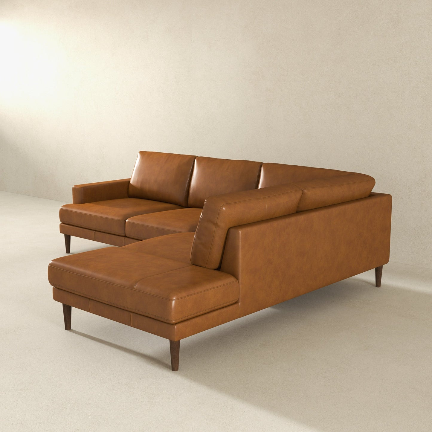 Corbin Right-Facing Tan Leather Sectional Sofa