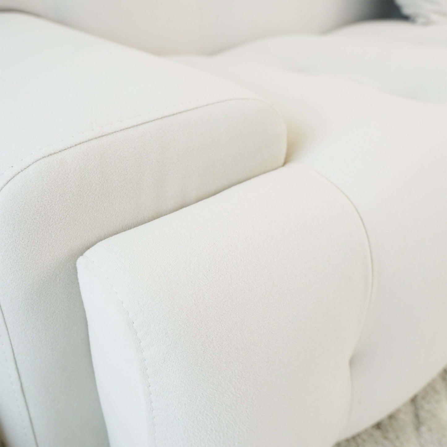 Brampton Mid Century 90 inch Cream Velvet Sofa