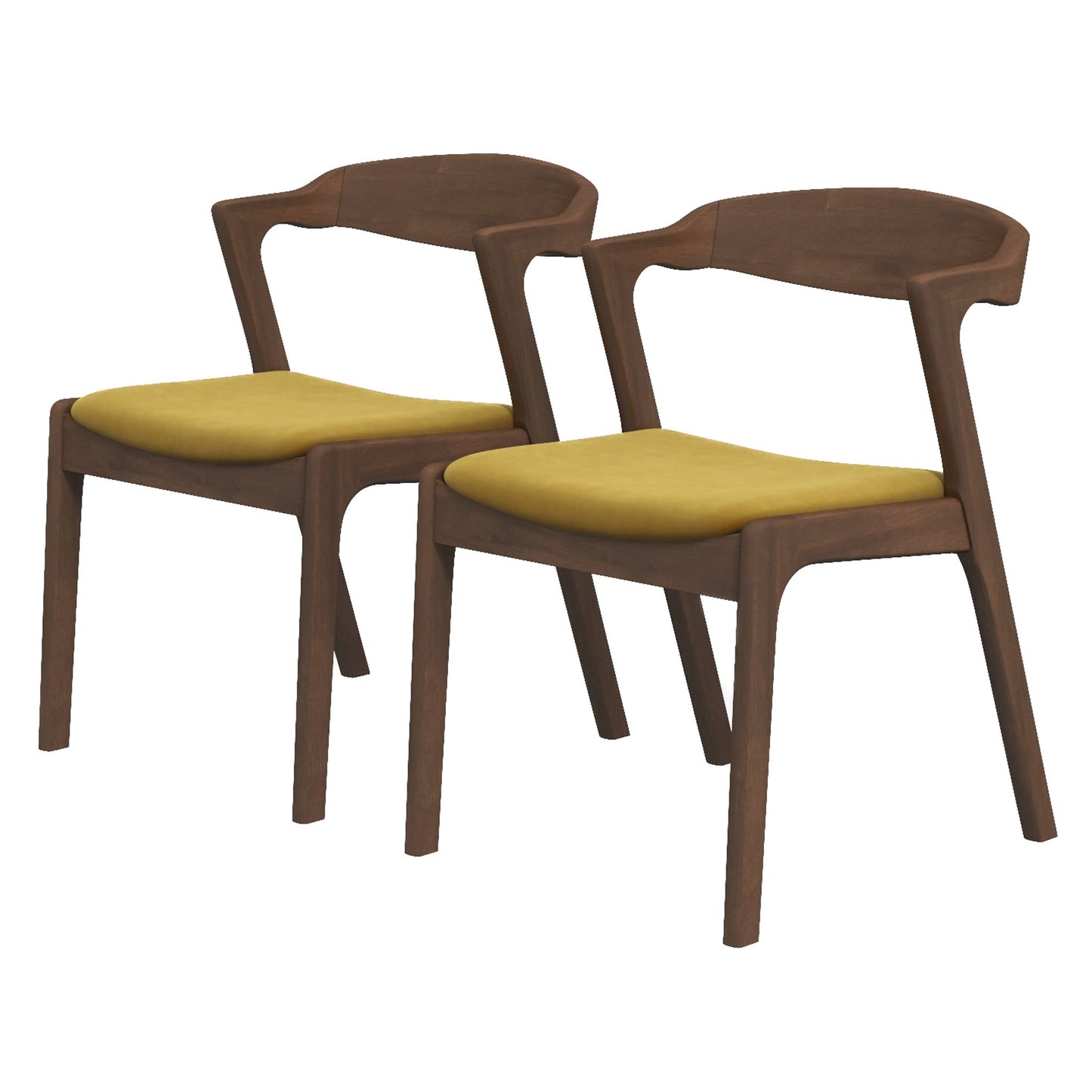 Dakota Dark Yellow Velvet Dining Chair (Set Of 2)