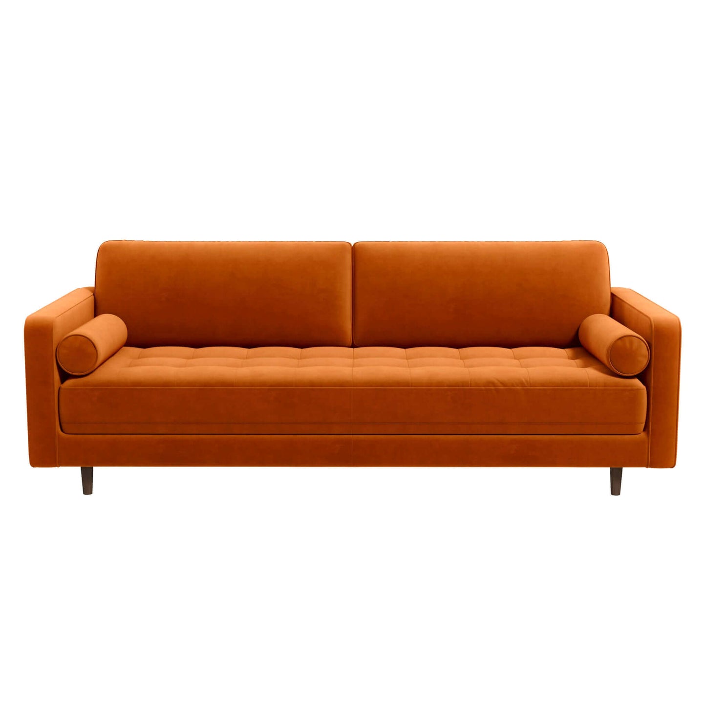 Anthony  Burnt Orange Pillow Back Velvet Sofa