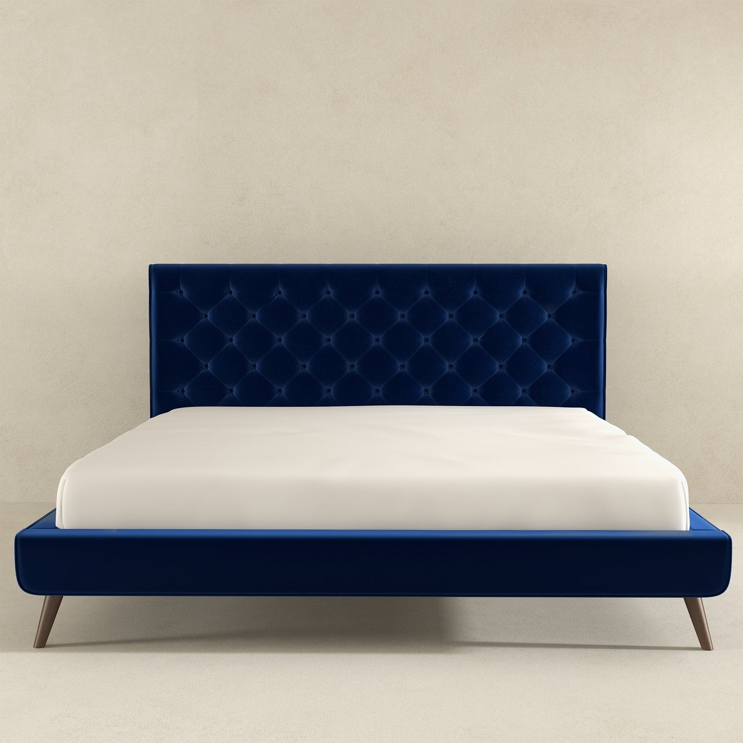 Dillon Blue Velvet Platform Bed (King Size)