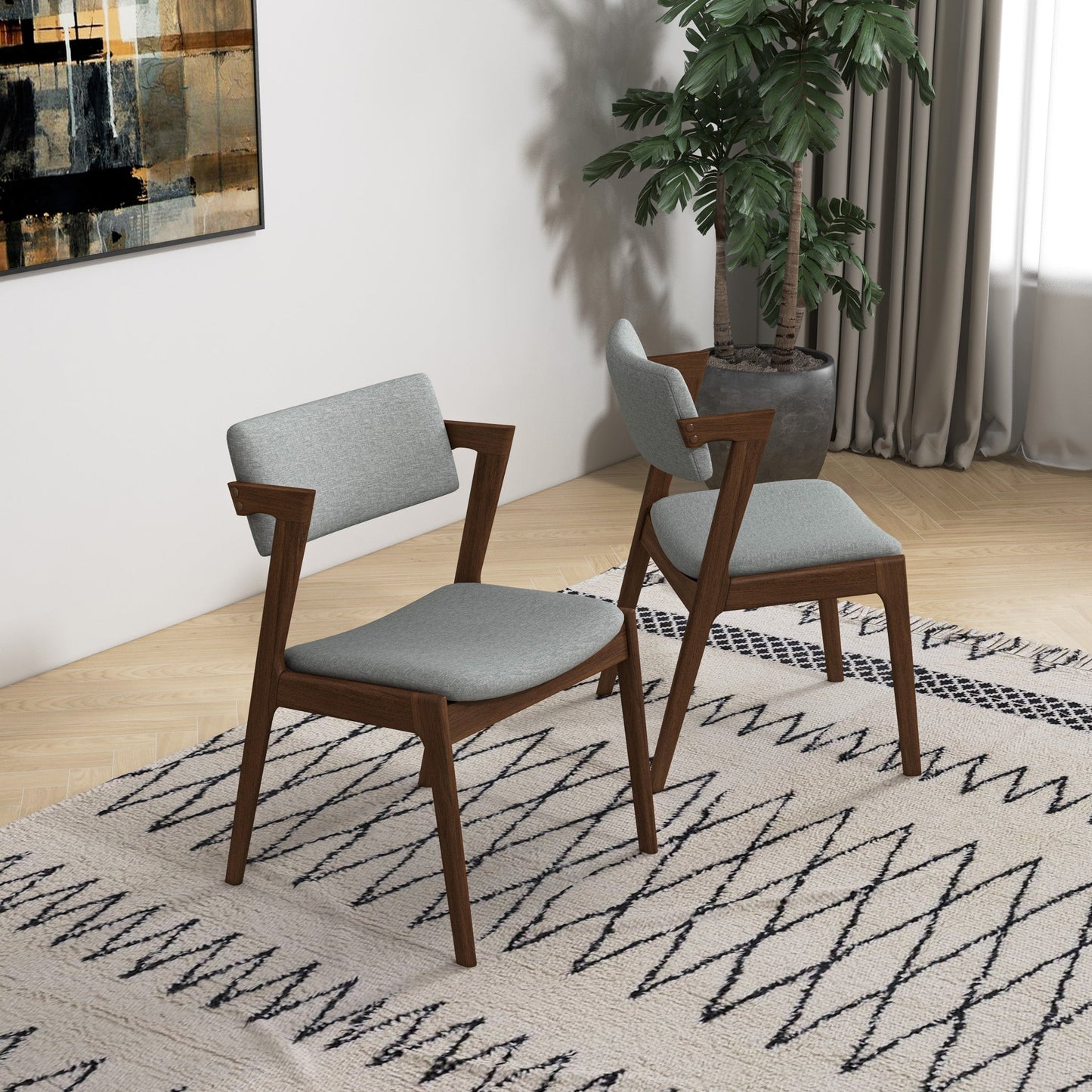 Edwin Light Gray Fabric Dining Chair (Set Of 2)