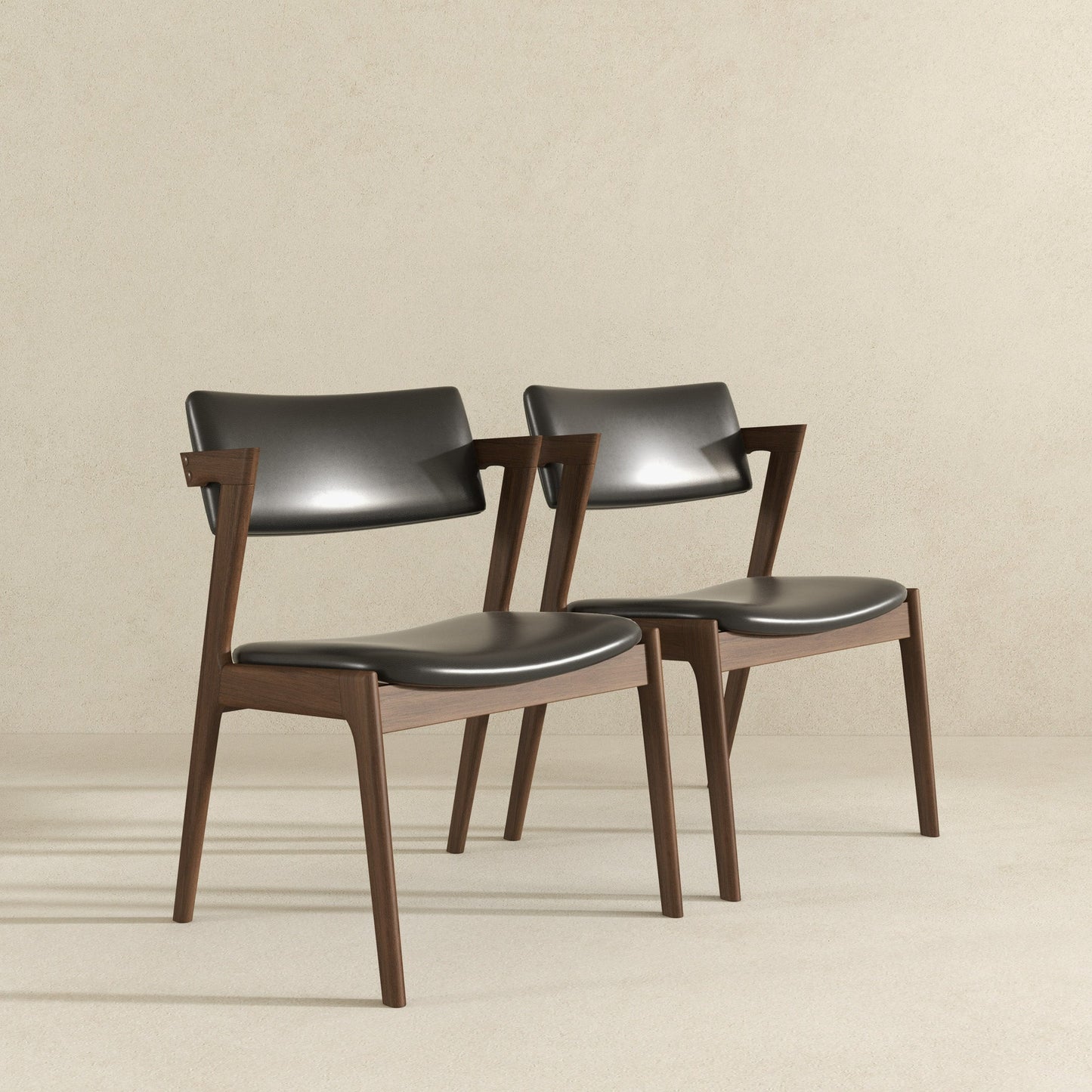 Edwin Mid Century Modern Black Vegan Leather Dining Chair (Set Of 2)