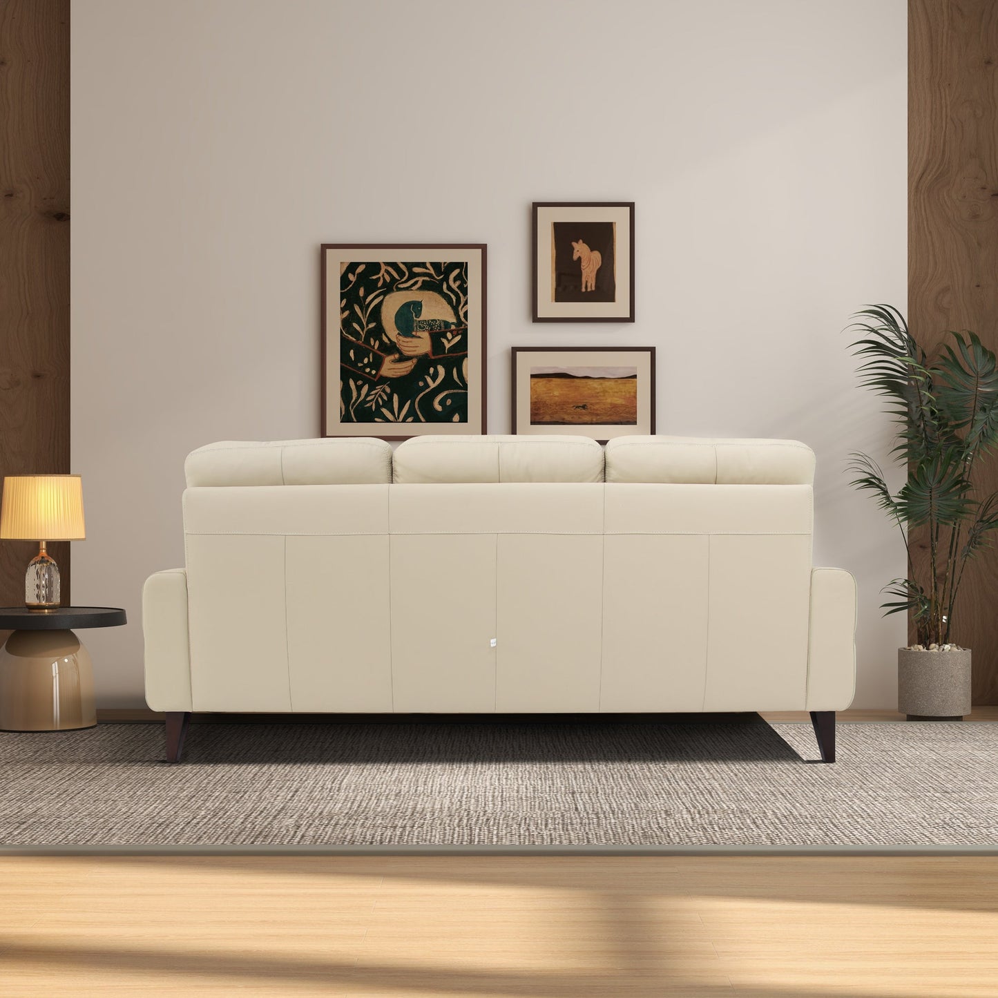 Elliot Incliner Sofa Left - Cream Leather