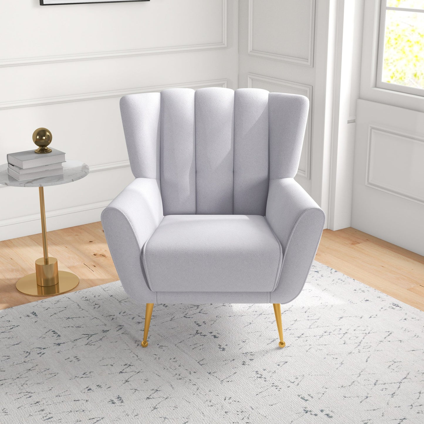 Gianna Tufted Light Grey French Boucle Armchair