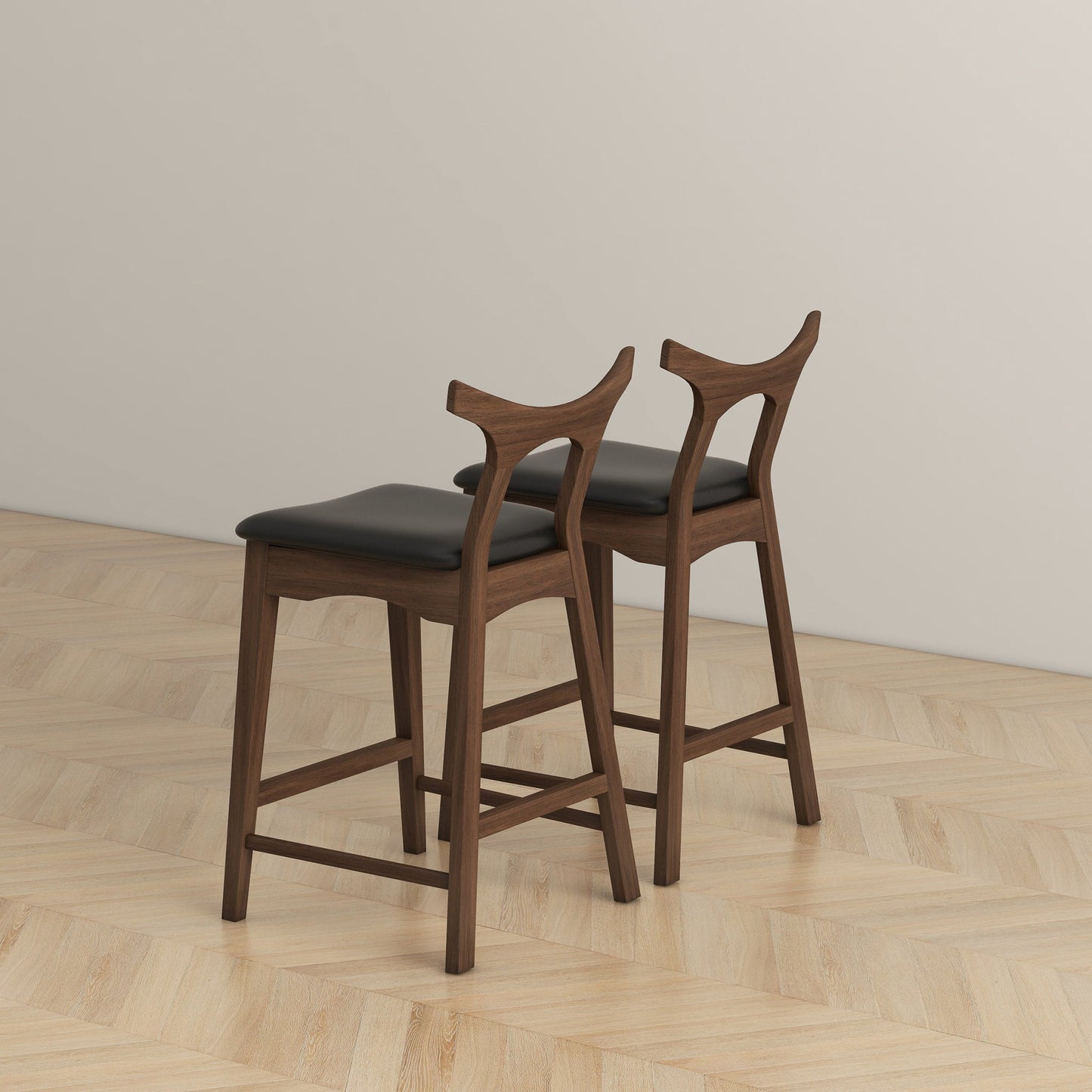 Hester Solid Wood Upholstered Square Bar Chair (Set Of 2)