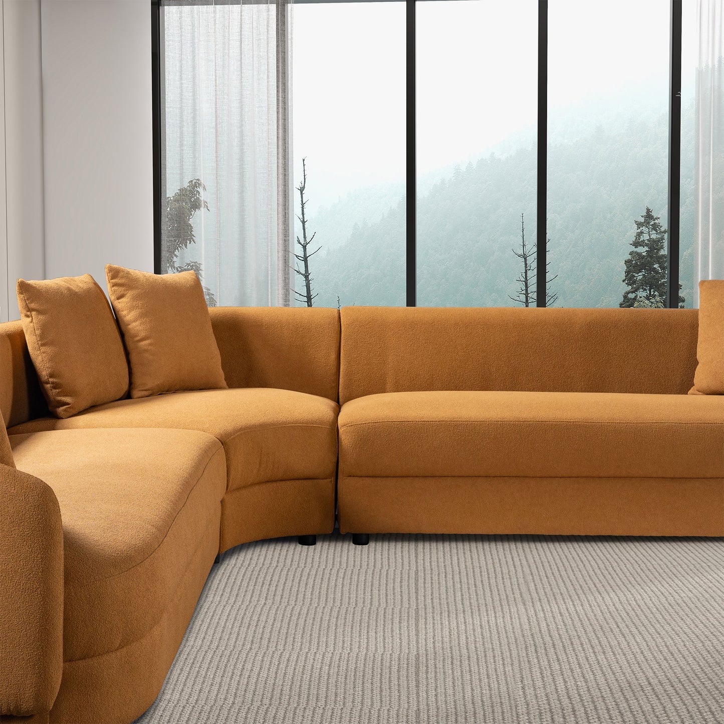 Highline Cognac Boucle Corner Sofa