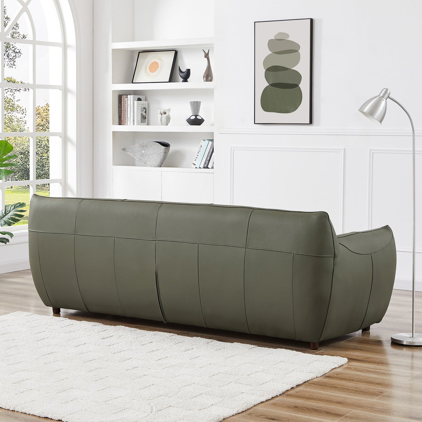 Hughes Olive Green Leather Sofa