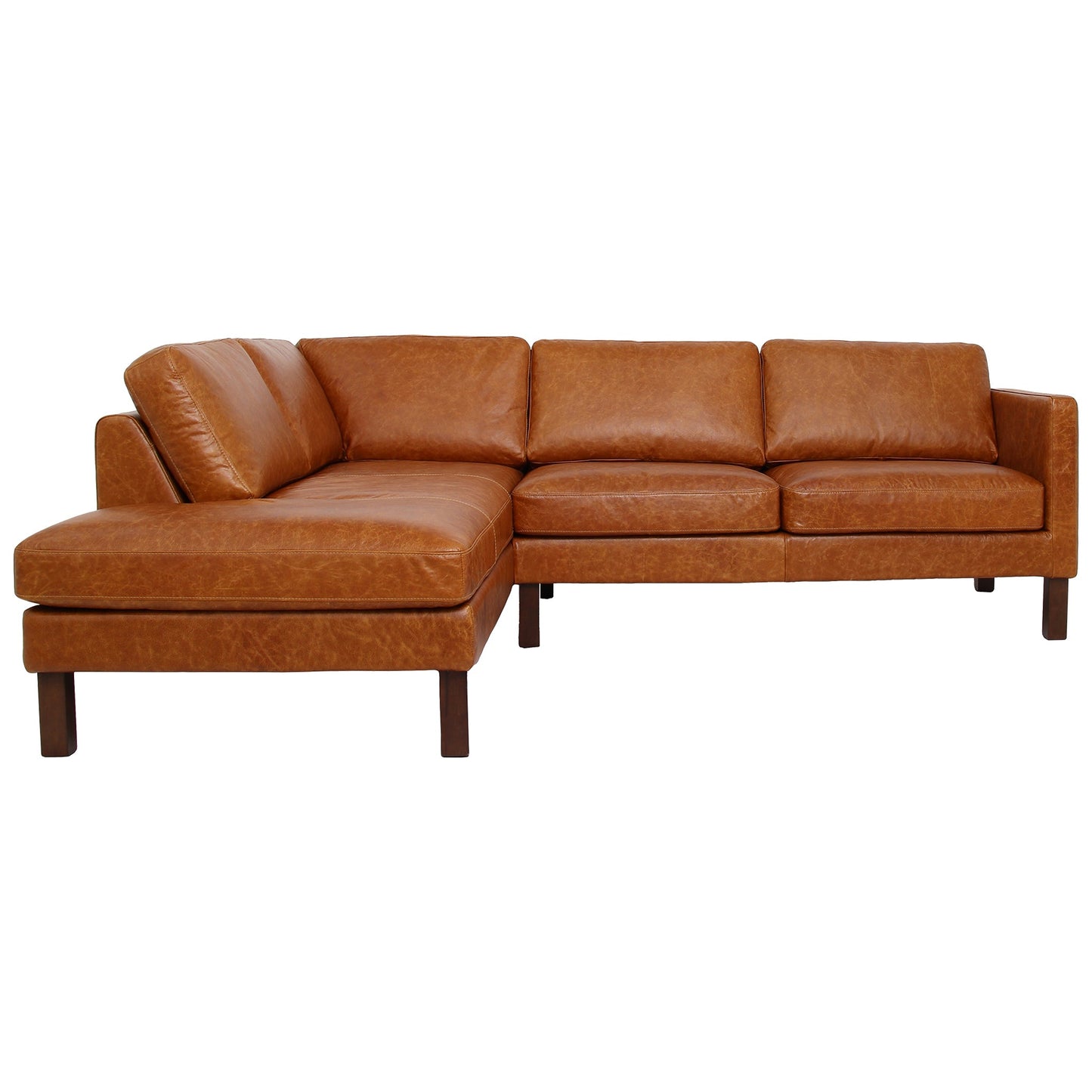 Juno Sectional Left Waxy Cognac Leather Sofa