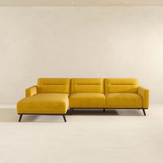 Ella L-Shaped Dark Yellow Linen Left Sectional Couch