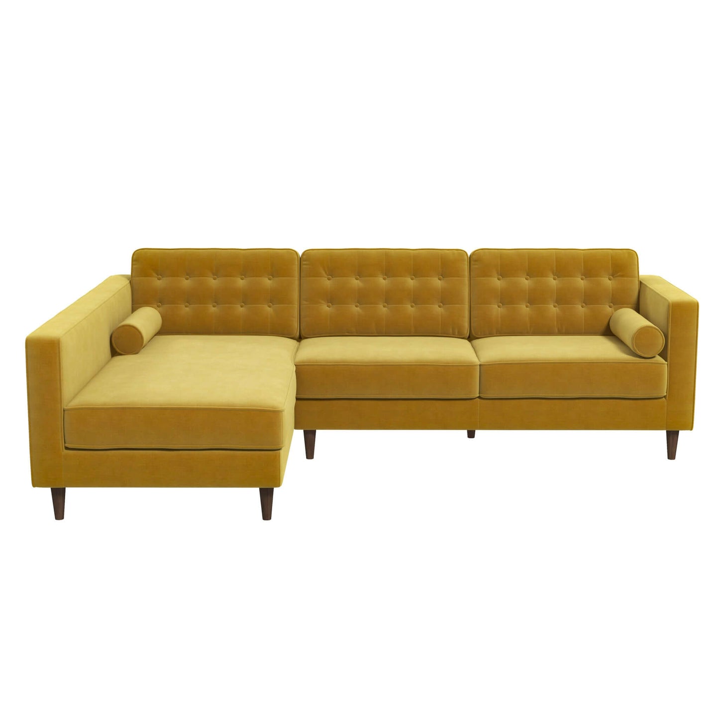 Christian  Dark Yellow Velvet Sectional Sofa Left Facing