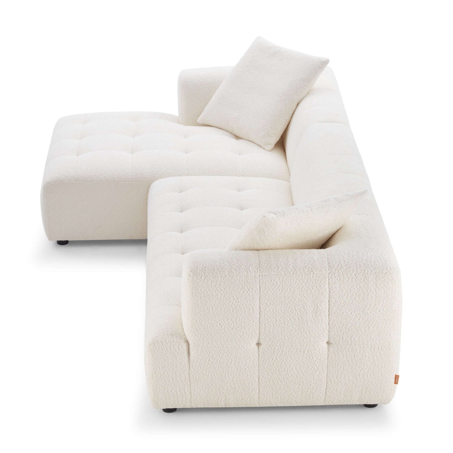 Kaynes Right Sectional Ivory Boucle Sofa