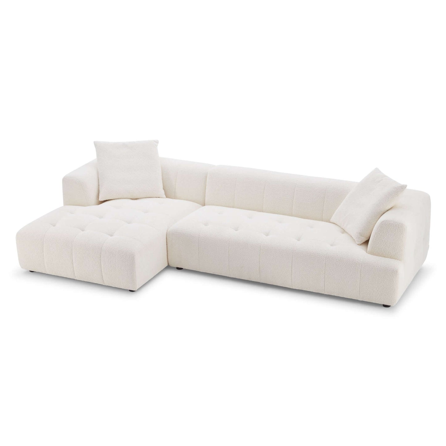 Kaynes Right Sectional Ivory Boucle Sofa