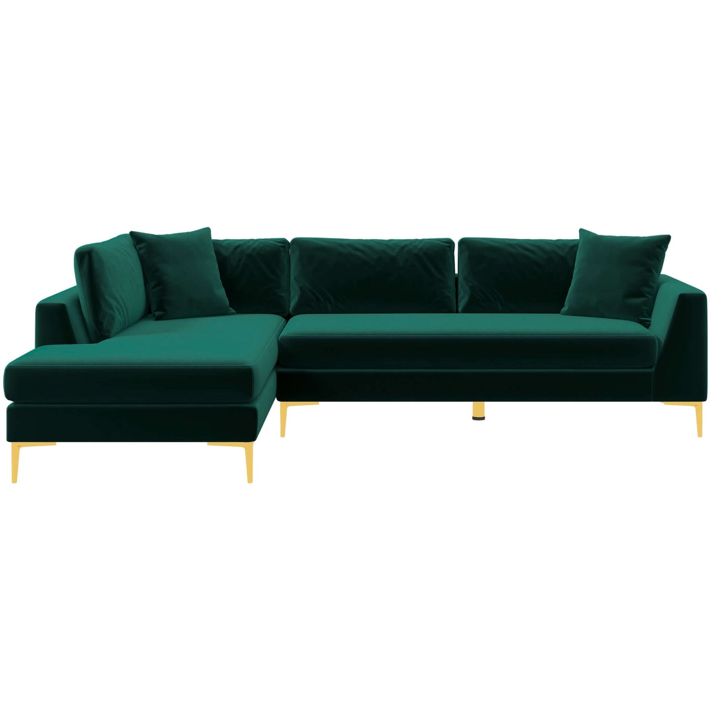 Mano  L-Shaped Velvet Sectional Sofa In Green Left Facing