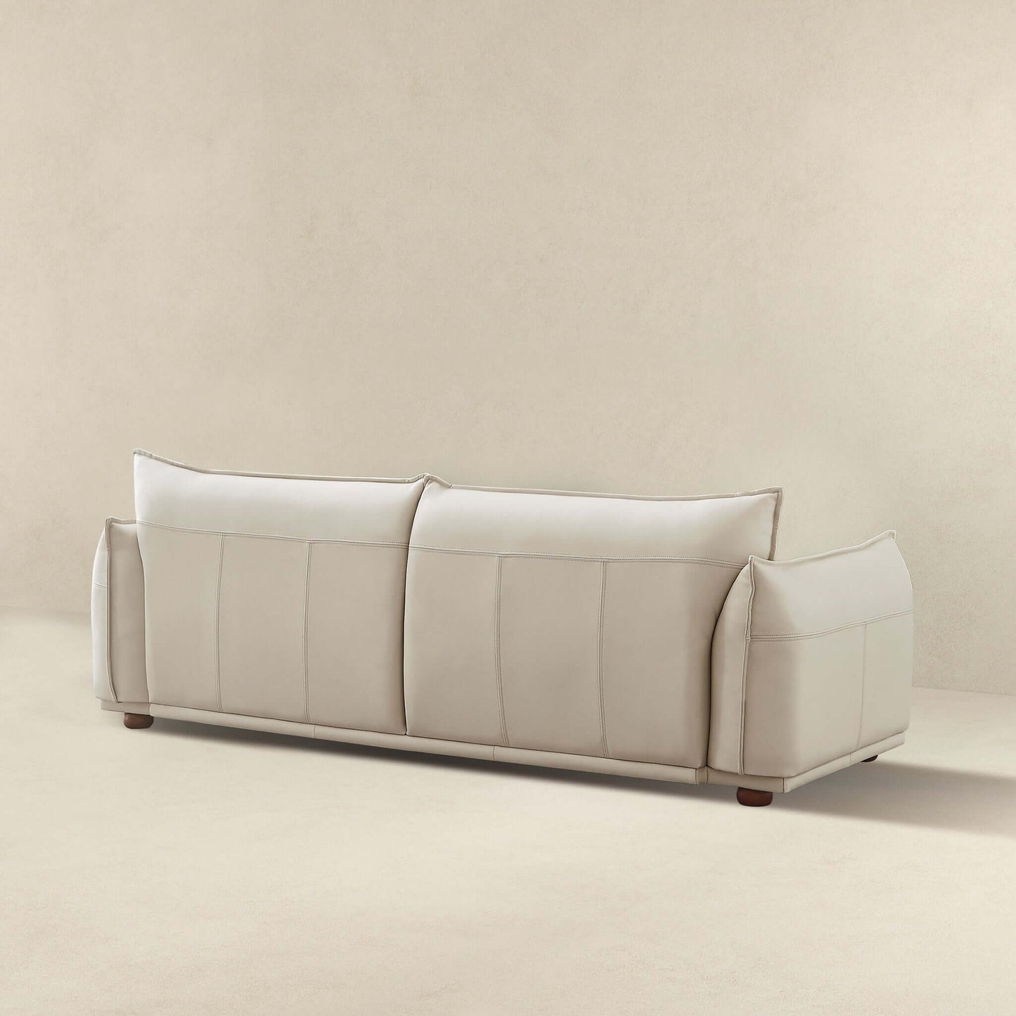 Emma Mid Century Modern Luxury Cream Leather Sofa
