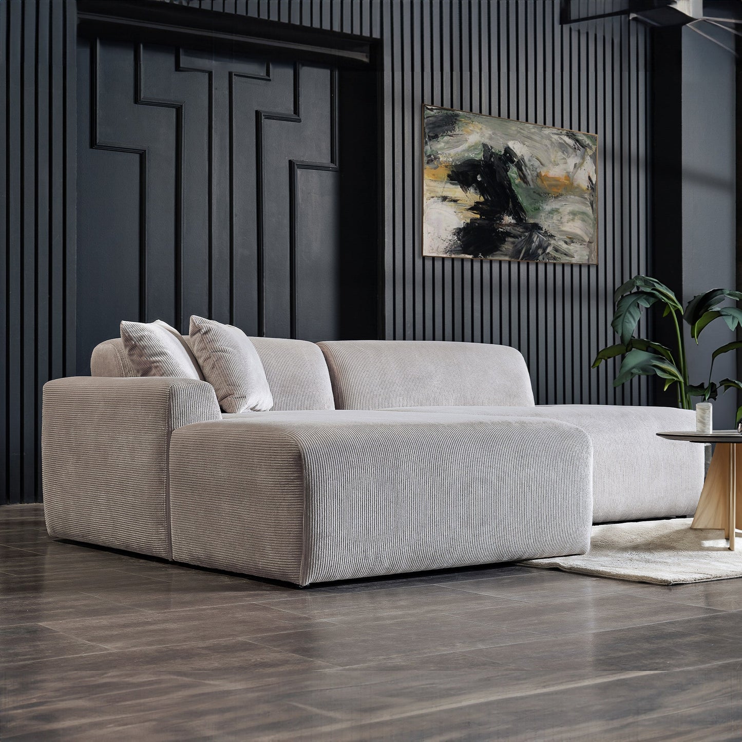 Mar Sectional Grey Corduroy Sofa (Left Facing)