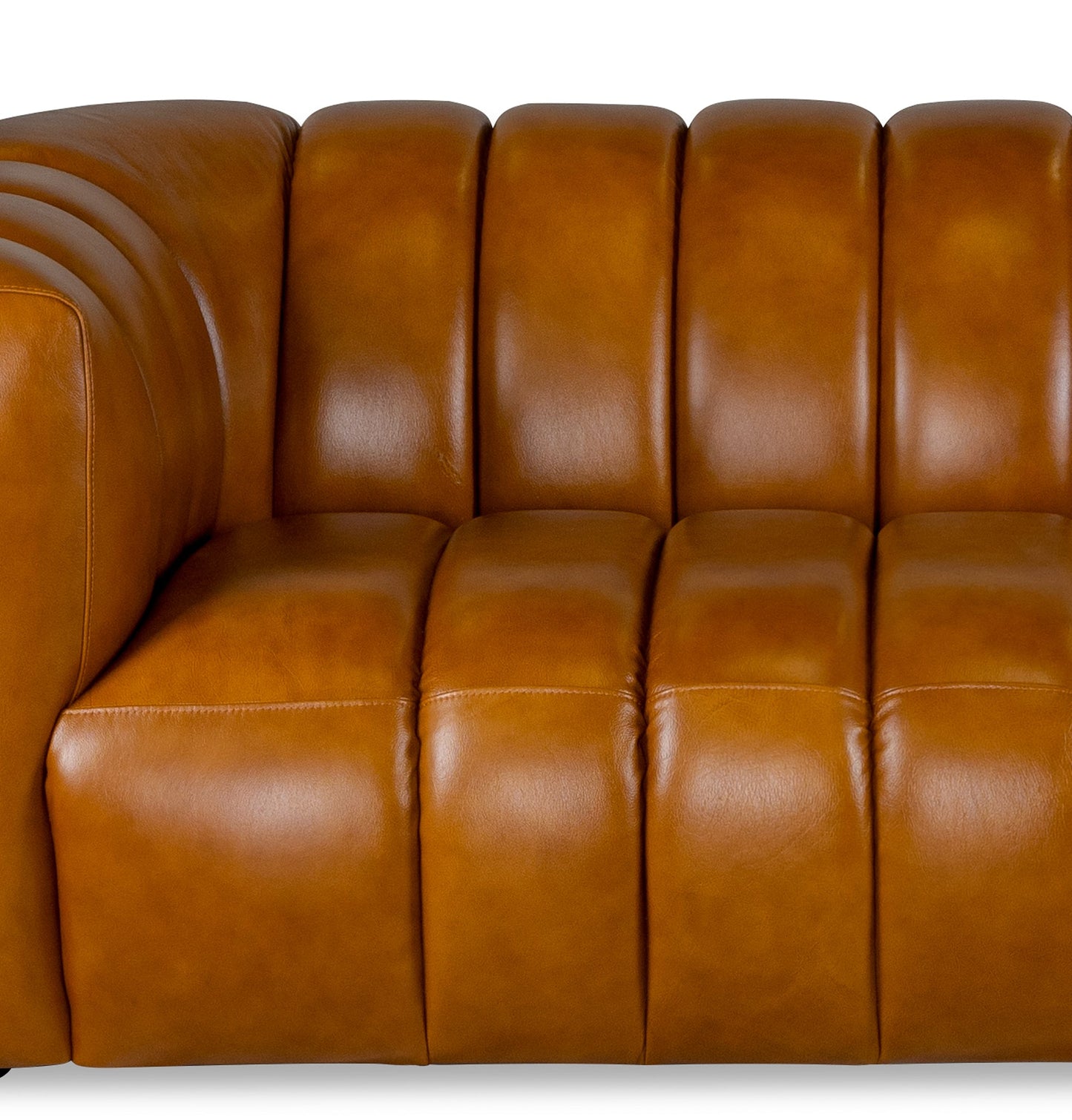 Maverik Genuine Cognac Leather Couch