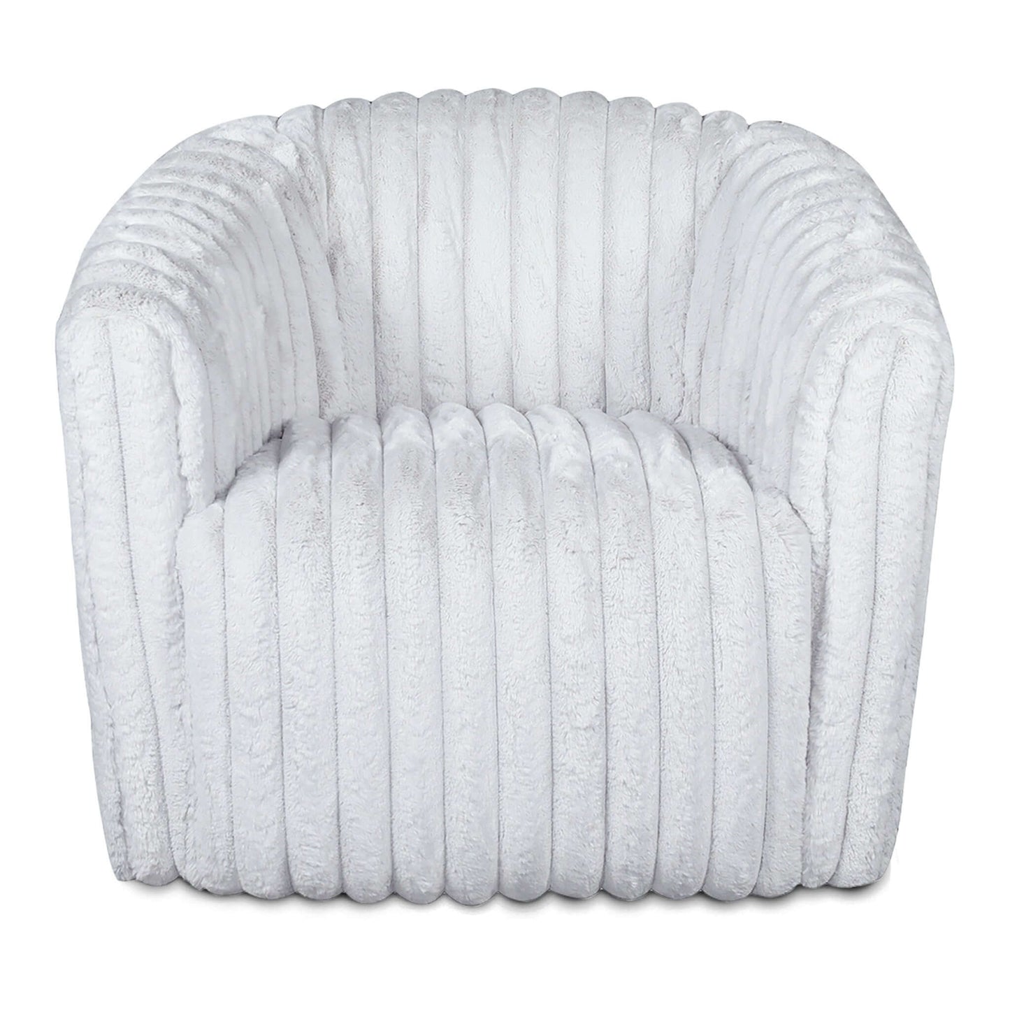 Mira White Soft Plush Fabric Swivel Chair