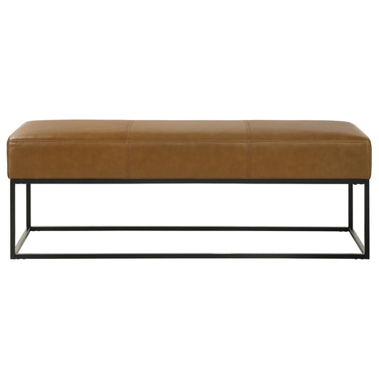 Odessa Tan Leather Bench