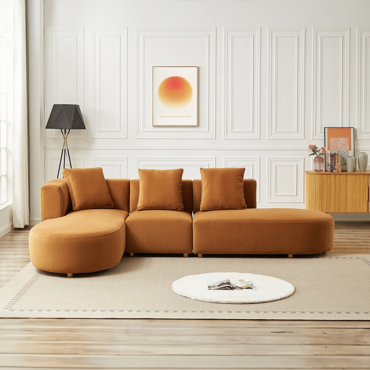 Orby  Velvet Sectional Sofa Left Facing