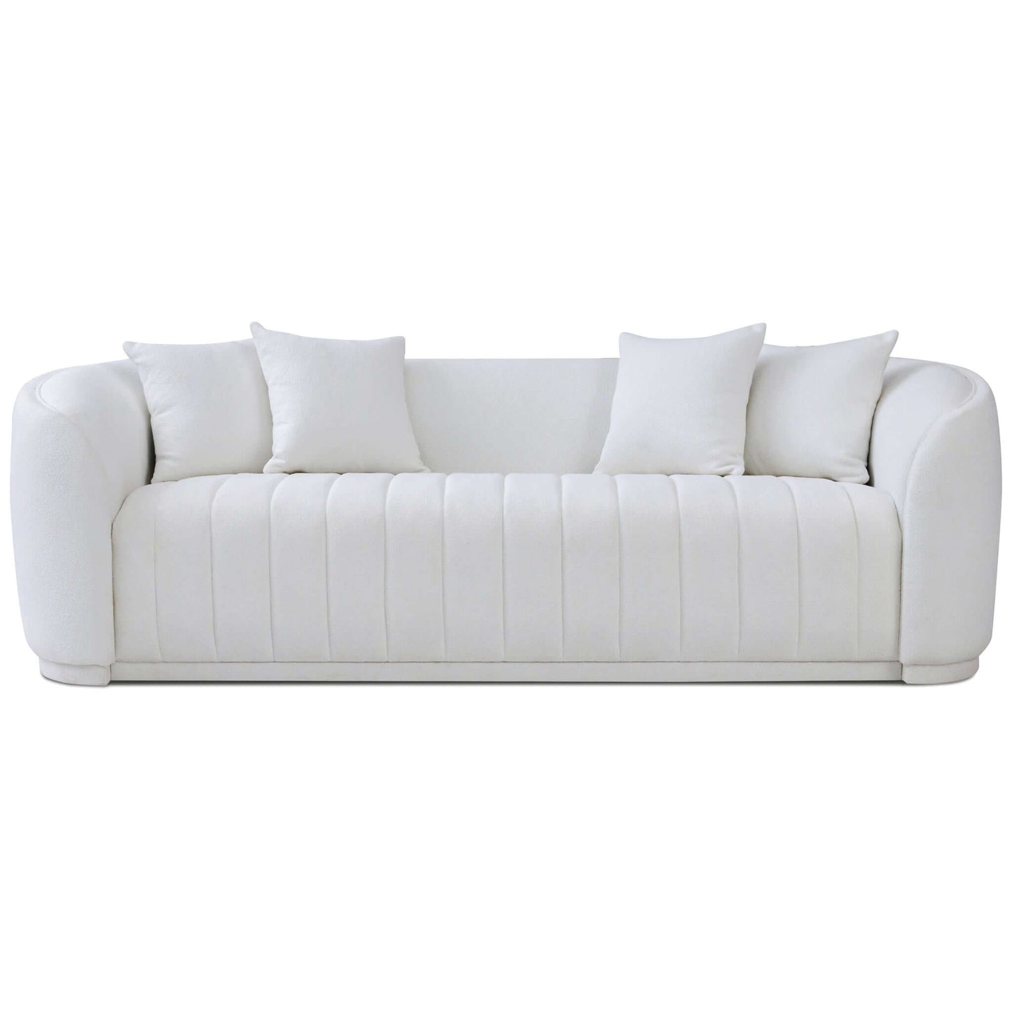 Markus Mid Century Modern Luxury Tight Back Boucle Couch In White