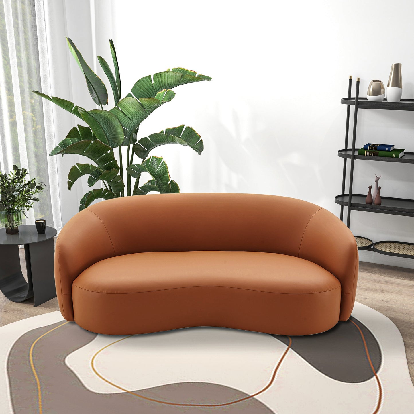 Porter Cognac PU Leather Sofa