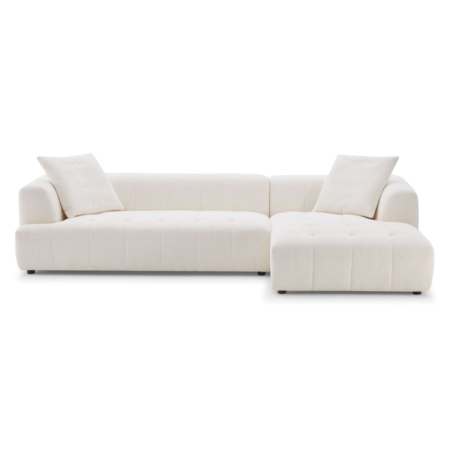 Kaynes Right Sectional Ivory Boucle Sofa